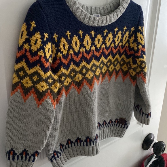 Janie and Jack sweater 18-24 months boys fall colors gray orange yellow detail - Picture 3 of 5